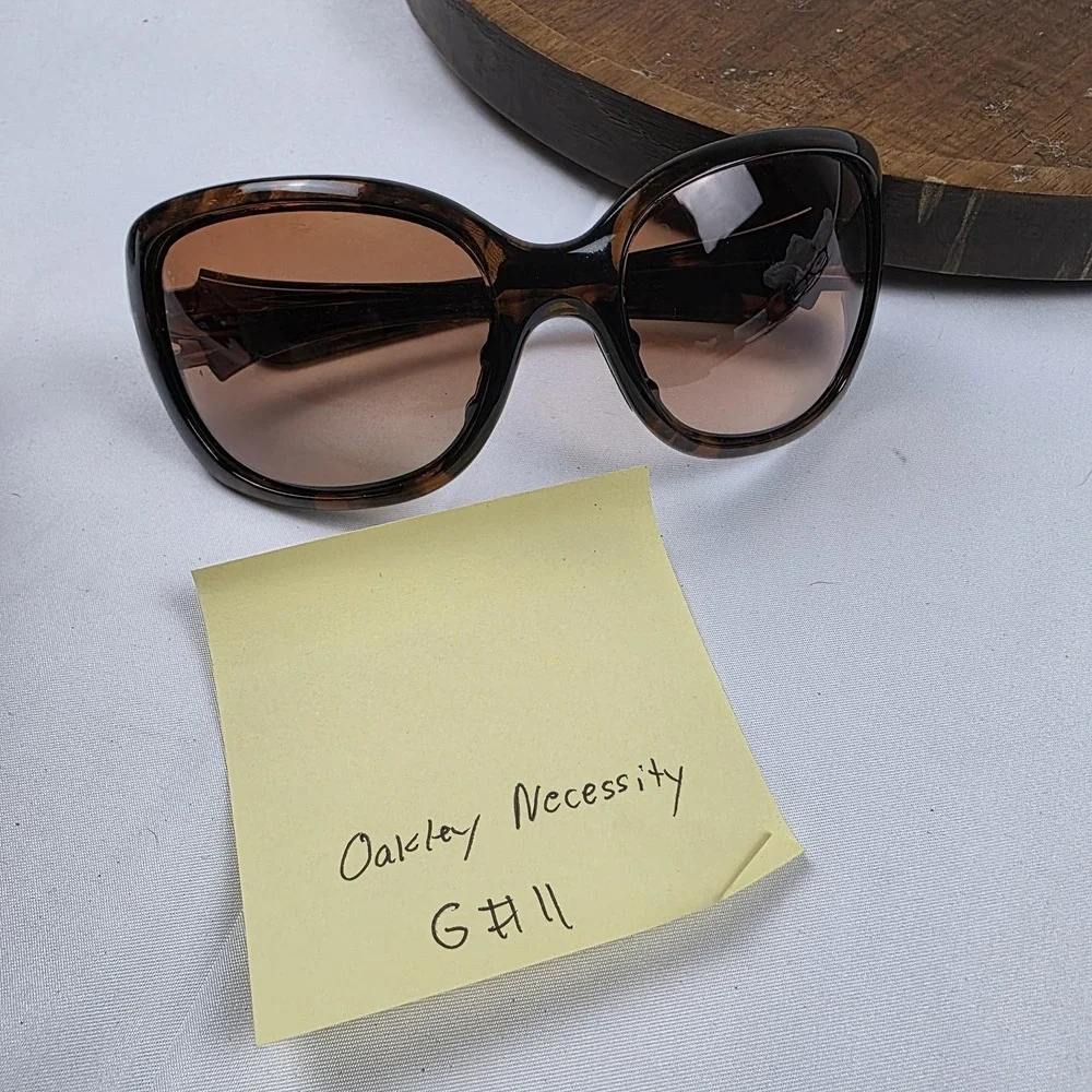Oakley Necessity Sunglasses Womens 60-18 Brown Tortoise Oversized Wrap Tinted